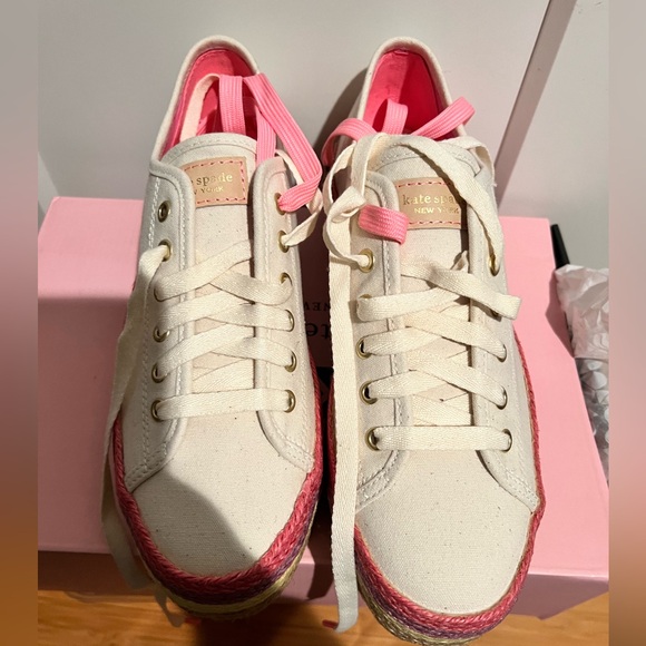 BNIB Kate Spade x Keds espadrille canvas platform sneakers 8.5 - Picture 7 of 10